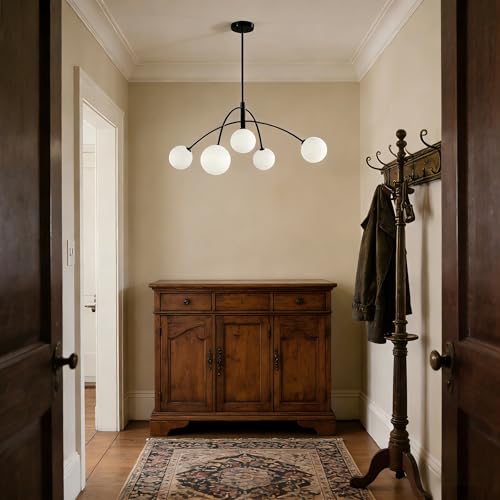 5 Light Contemporary Black Chandeliers for Dining Room Light Fixture