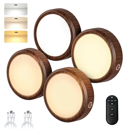 Puck Lights with Remote Control Rechargeable (4 Count)