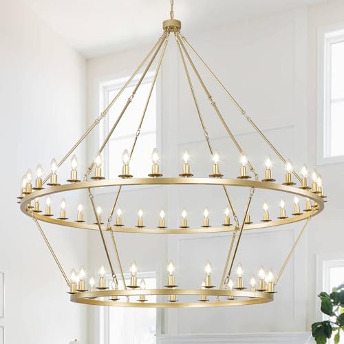 Gold Wagon Wheel Chandelier 2 Tier 60