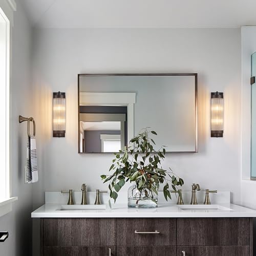 Black Wall Sconces with Crystal Glass Strip Bathroom Sconces Modern Wall Lights for Bedroom Living Room Hallway Wall Light Fixtures