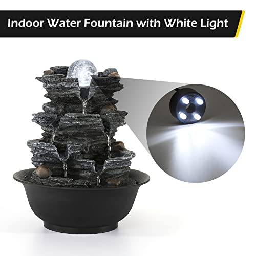 Tabletop Water Fountain Indoor Waterfalls Fountains with LED