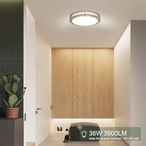 13.01inch LED Flush Mount Ceiling Light Fixture Remote Dimmable Matte Black (2 Count)