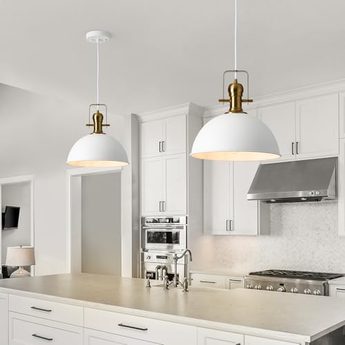 12 Inch Sandy White Modern Pendant Light for Kitchen Island 3 Pack (3 Count)