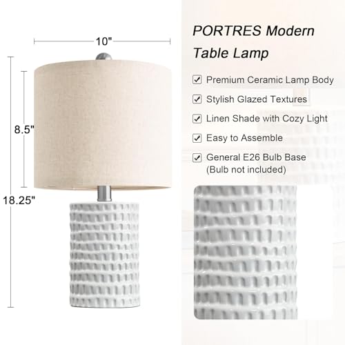 Farmhouse Ceramic Table Lamp for Living Room Bedside Lamps for Bedroom Nightstand Lamp End Table Lamps