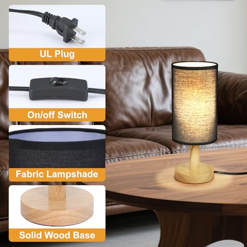 Black Small Bedside Table Lamp for Bedroom