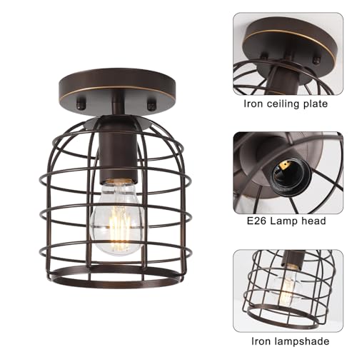 Industrial Vintage Flush Mount Ceiling Light