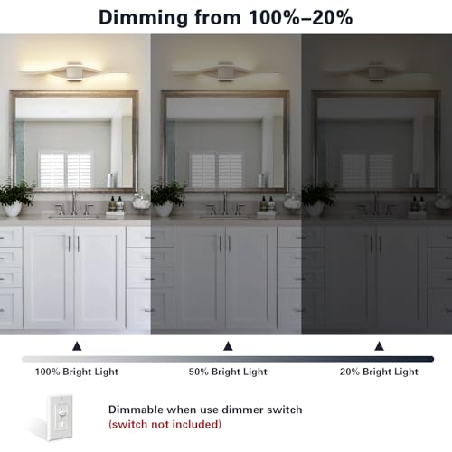Bathroom Vanity Light Modern Bathroom Lighting Fixture Over Mirror Brushed Nickel 5CCT Dimmable Led Bath Vanity Light Bar 31.5 Inch