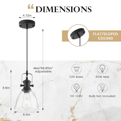 Black Pendant Lights Kitchen Island 2 Pack (2 Count)