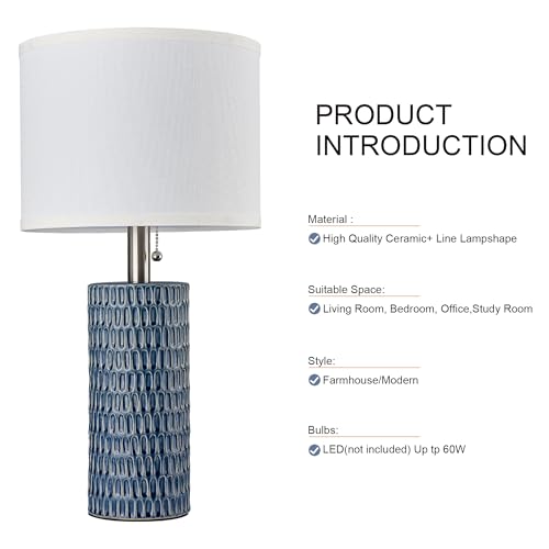 20” Modern Ceramic Table Lamps for Bedroom (2 Count)