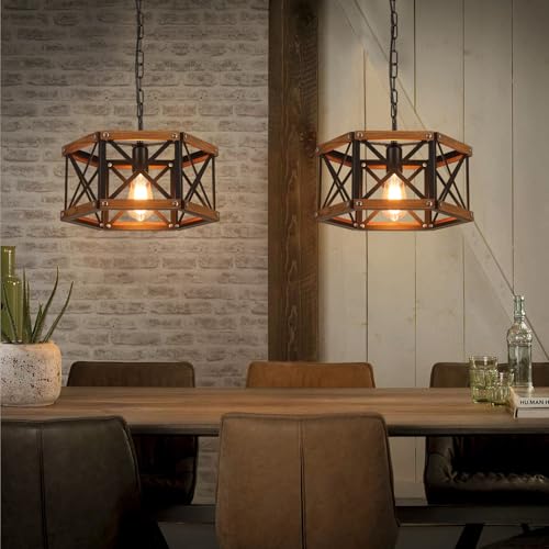 Rustic Farmhouse Wood Pendant Light Fixture One