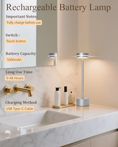 2 Pack LED Cordless Table Lamp Rechargeable (2 Count)
