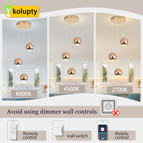 Modern Gold Pendant Light Globe Chandelier for Kitchen Island