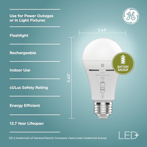 LED+ Battery Backup Emergency Light Bulbs A21 (2 Count)