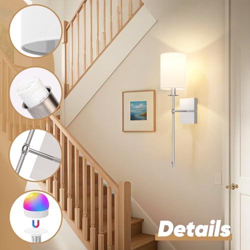 24 Inch Battery Operated Wall Sconces Set of 2 with Remote