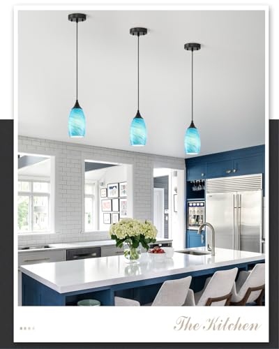 Vintage Art Lake Blue Stripe Pendant Lighting