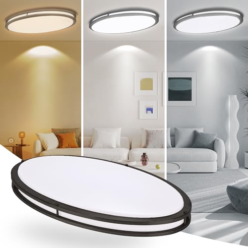 33 Inch Oval Black Ceiling Light Fixture for Living Room