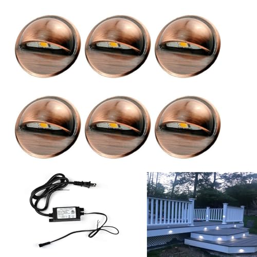 Pack of 6 LED Deck Lights kit Outdoor Garden Yard Decoration Lamp Recessed Landscape Pathway Step Cool White Lighting (6 Count)