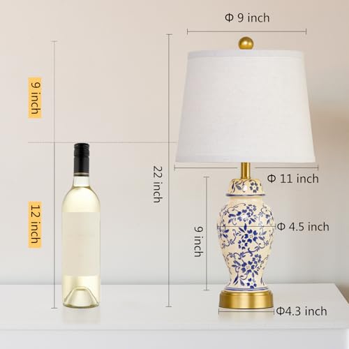 Chinoiserie Ceramic Table Lamps Set of 2 for Bedroom Bedside (2 Count)