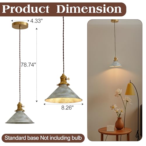 Rustic Pendant Light 2 Pack with Vintage Silver Metal Lampshade (2 Count)