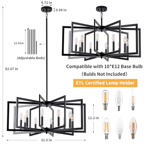 Black Chandelier for Dining Room (10 Count)