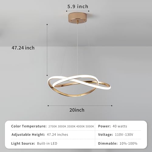Modern LED Chandelier for Dining Room Pendant Light Fixture 40W