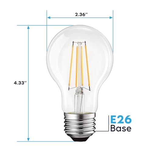 Vintage A19 LED Light Bulbs 60W Equivalent (4 Count)