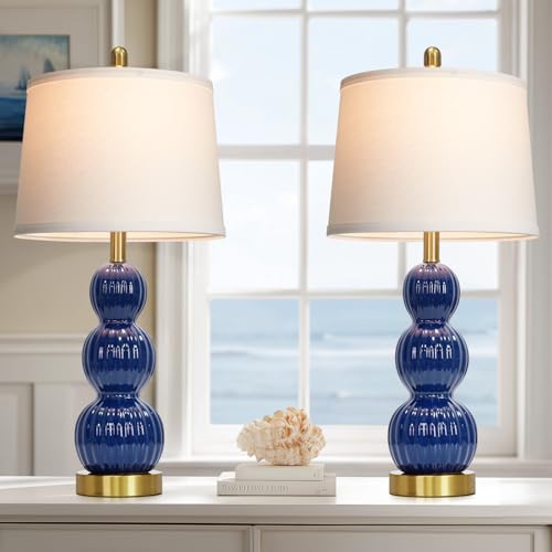 28" Navy Blue Table Lamps Set of 2 for Living Room (2 Count)