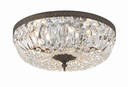 3 Light Spectra Crystal English Bronze Flush Mount