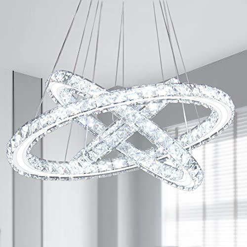 3 Ring Acrylic Crystal Chandelier Modern Ceiling Light Fixture