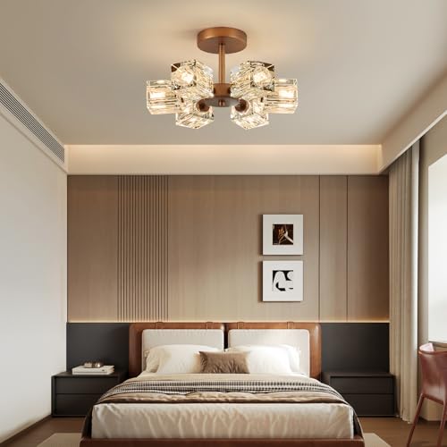 Crystal Antique Semi Flush Ceiling
