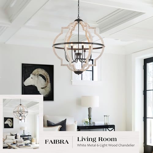 8 Light Wood Pendant Light