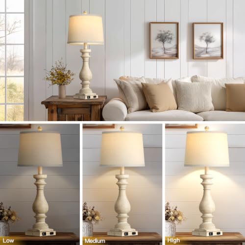 29" Tall Farmhouse Table Lamps for Living Room (Beige-1PK)