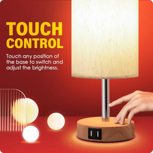Bedside Table Lamp with USB Ports