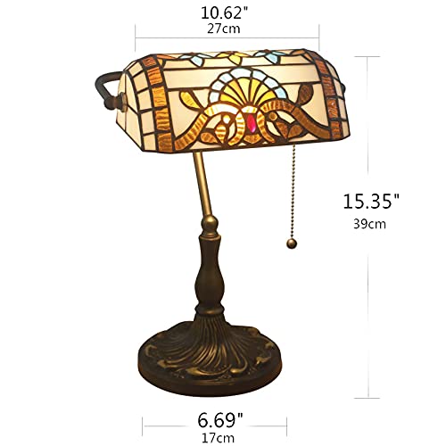 Tiffany Style Bankers Table Lamp Stained Glass Piano Desk Lamp Vintage Bedroom Bedside Lamp for Study