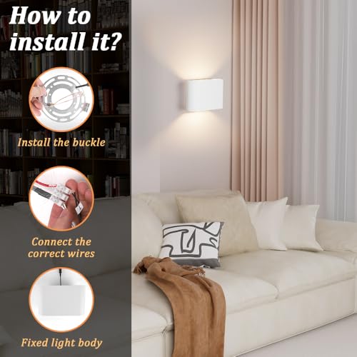 Modern LED Wall Sconces Hardwired Interior Wall Lights 4 Packs Indoor Aluminum Up and Down Wall Mount Light for Living Room Bedroom Hallway Corridor Warm White 3000K (4 Count)