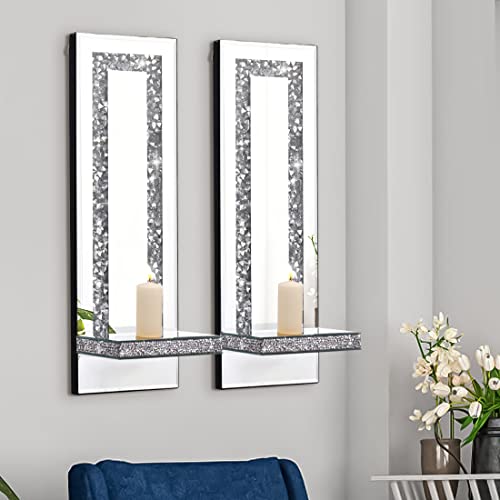 Mirrored Wall Candle Sconces Holder Set of 2 (2 Count)