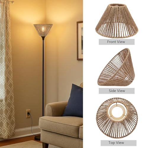 3pcs Boho Rattan Pendant Lamp Replacement Shade Ø7.87" x H4.72" (3 Count)