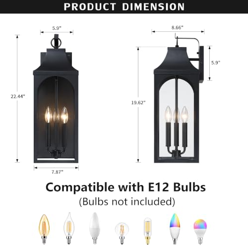 22.44 Inch Dusk to Dawn Outdoor Wall Light