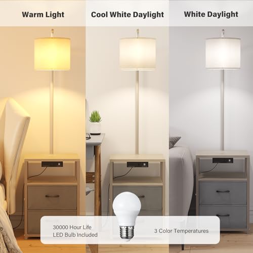 Floor Standing Lamp with Table & 2 Drawers