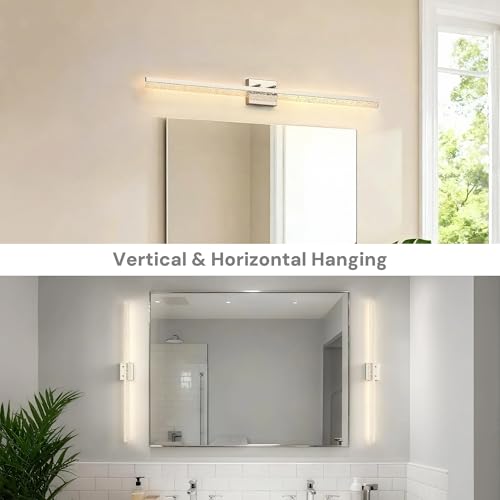 48inch Vanity Light Bar Over Mirror Nickel Bubbled Acrylic 3CCT