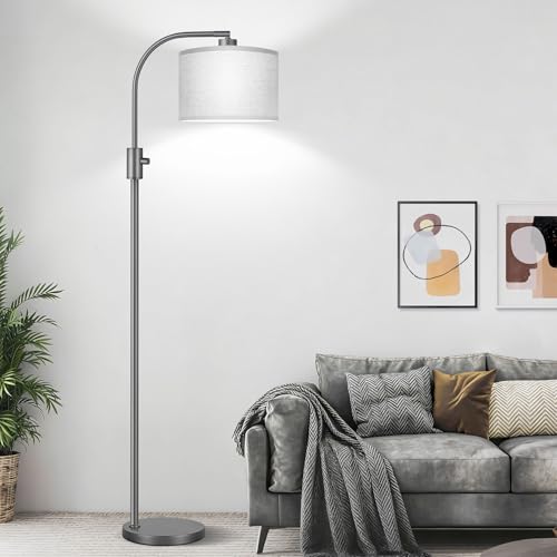Upgraded Modern Arc Dimmable Tall Standing Floor Lamp with Gray Shade