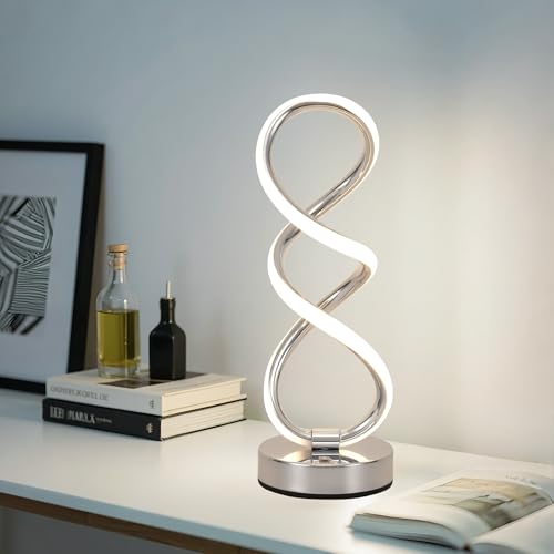 PIRTSDEL Modern Spiral Table Lamp for Bedside Nightstand Touch and Remote Dual Control