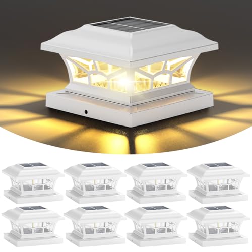 8 Pack Solar Post Cap Lights Outdoor Waterproof