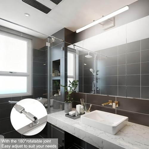 31.5 inch Modern Brushed Nickel Vanity Light Adjustable Bathroom Light Fixtures Over Mirror Rotatable Vanity Lighting 5500K