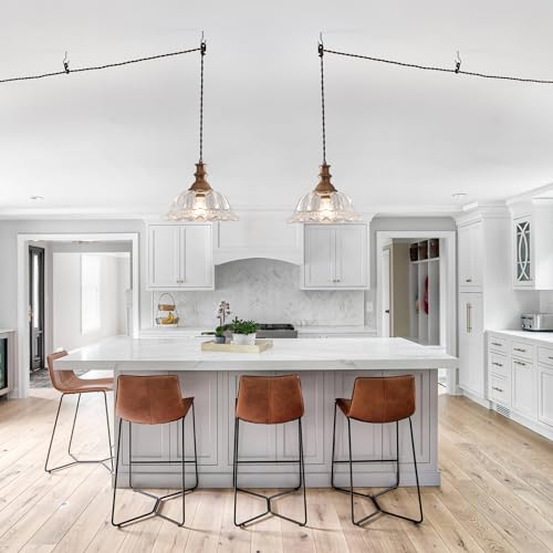 Plug in Pendant Light Fixtures Vintage Pendant Lighting with Plug in Cord Hanging Light Kitchen Glass Hanging Lamp with Switch for Island Dining Room Living Room