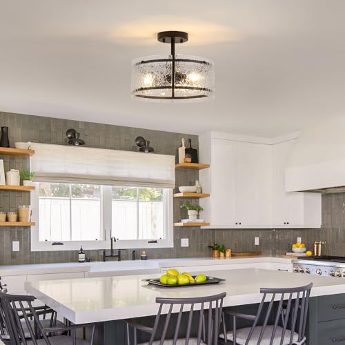 Black Semi Flush Mount Ceiling Light