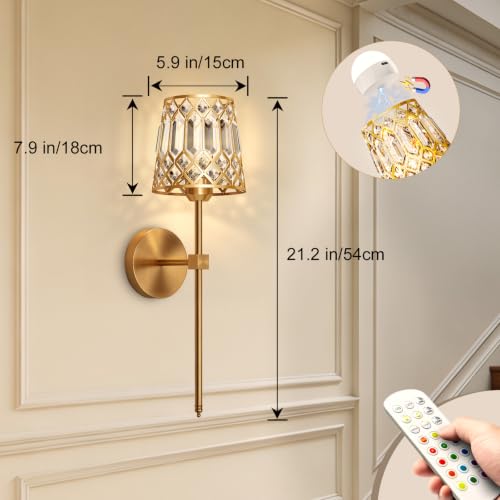 Gold Battery Operated Wall Sconces Set of 2