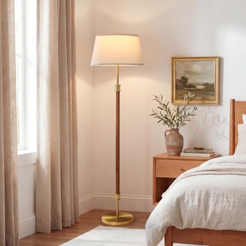 Mid Century Floor Lamp (Dark Walnut & Gold)