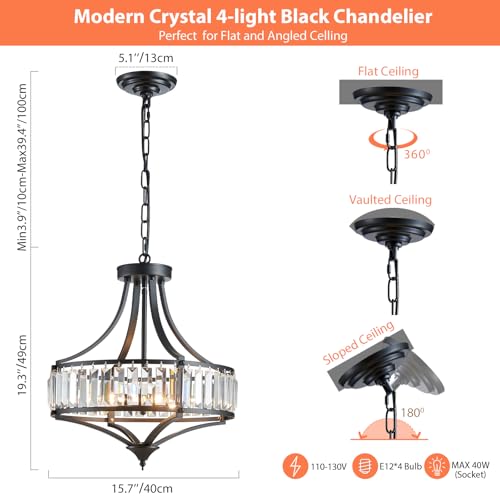 Black Crystal Chandeliers for Dining Room