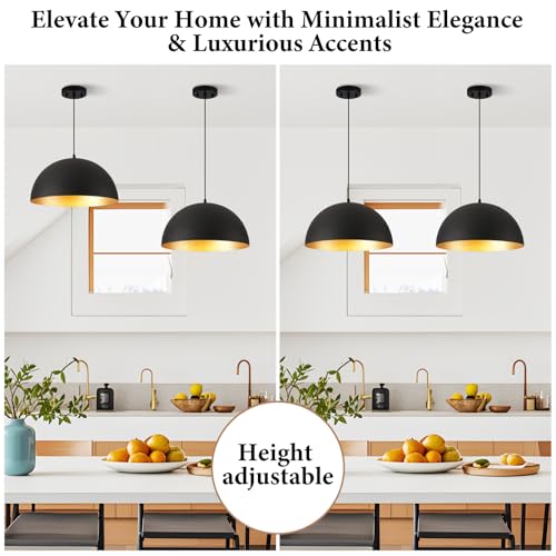 12" Black and Gold Farmhouse Pendant Light Fixtures
